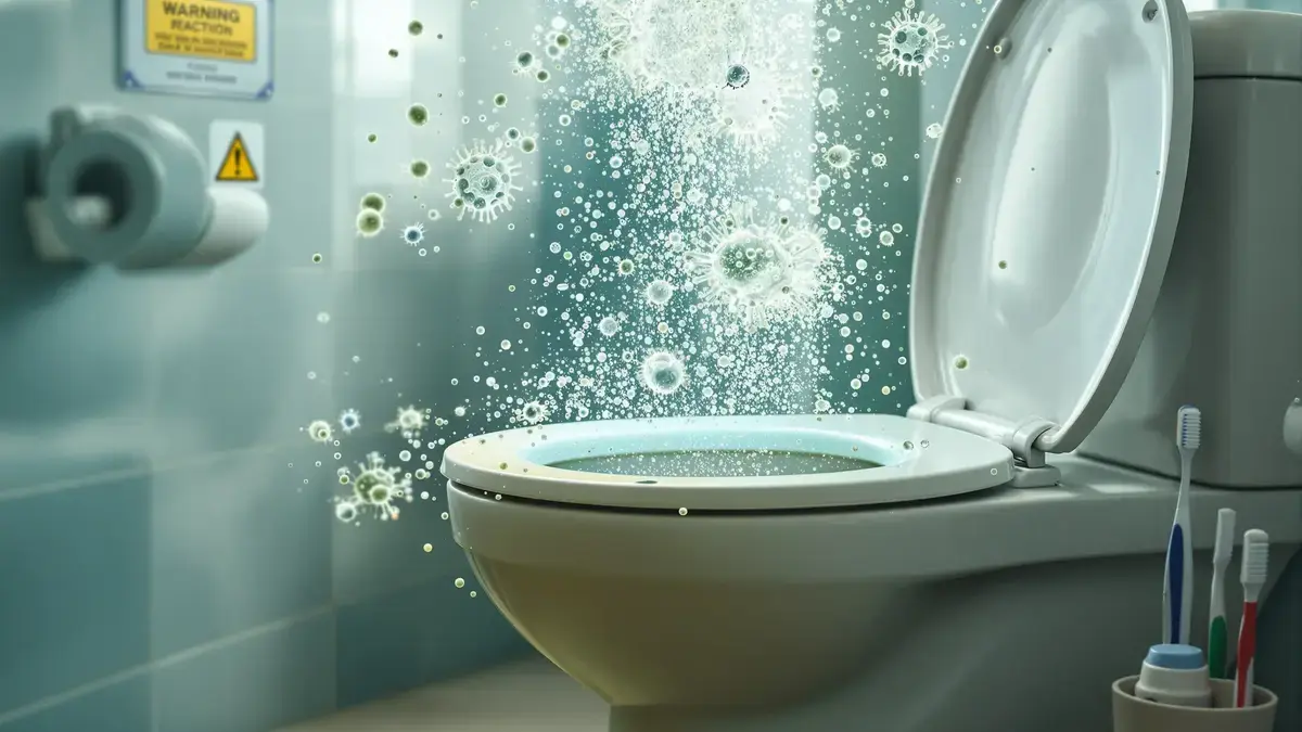 Onbekende bacteriën verstoppen zich in je badkamer als je de toiletbril openlaat